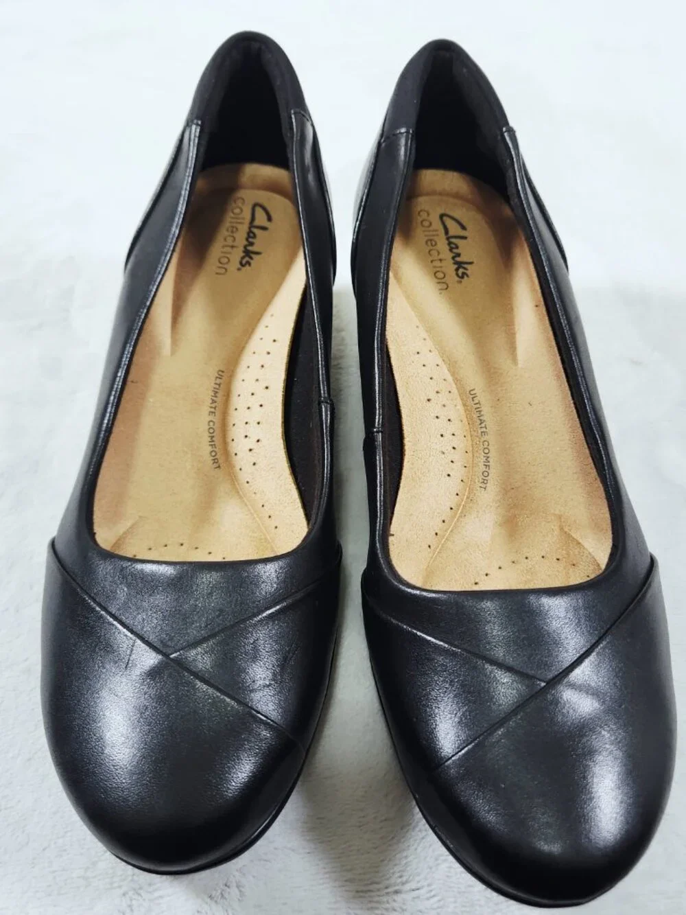 Clarks Collection Womens Shoes Size 8 Wide Black Ultimate Comfort 2 Inch Heel